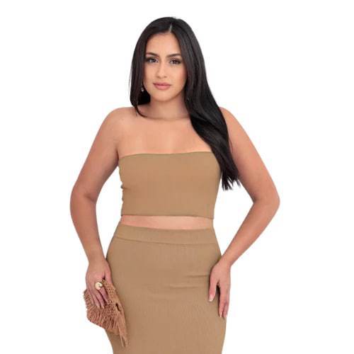 Kit 4 Top Faixa Sem Bojo Tomara que Caia Mini Blusa Cropped Confortável - Único