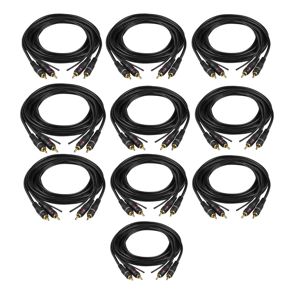 KIT 10 CABO RCA OURO 1,50 METROS PERMAK PARA SOM AUTOMOTIVO