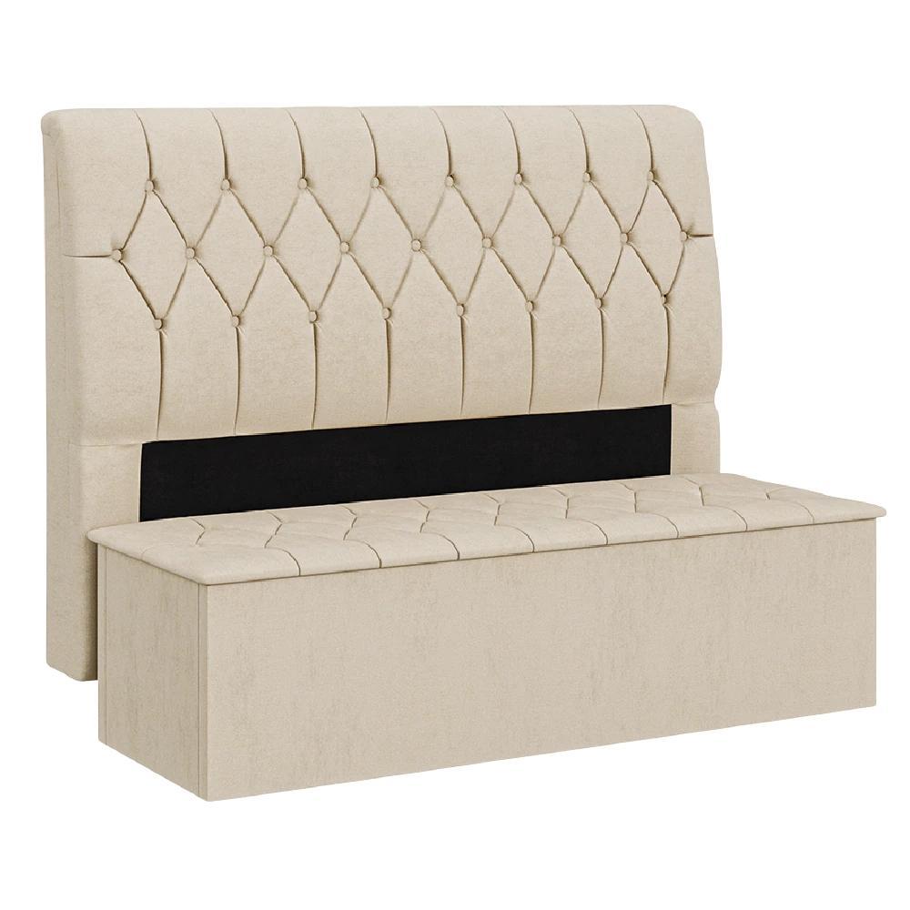 Cabeceira E Calçadeira Baú Istambul Para Cama Box Queen Bege em Oferta na Shopee