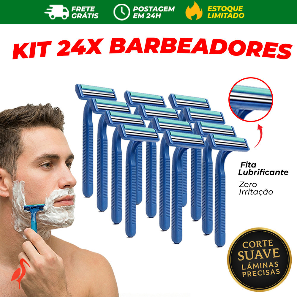 Kit 3 até 24x Barbeadores Gilete Masculino e Feminino 2 Lâminas com Fita Lubrificante Envio em 24h