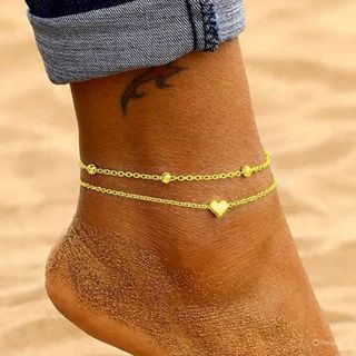 Conjunto Tornozeleiras Mini Coração e Bolinha Delicada Banhada a Prata 925 ou Ouro18k em Oferta na Shopee