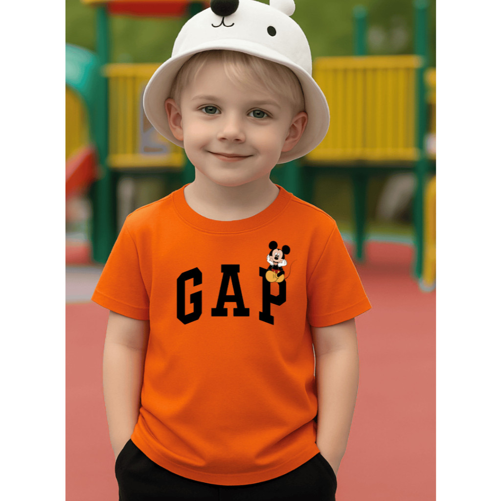 Camiseta Infantil Juvenil Unissex - GAP Mickey  - Camisa 100% Algodâo Estampa Inedita Personalizada em Alta