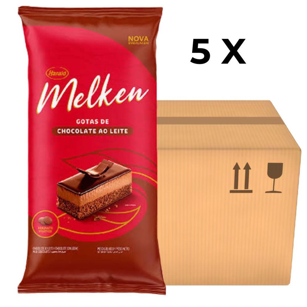 Kit 5 Chocolate Melken Ao Leite Gotas 2,05kg Harald em Oferta na Shopee