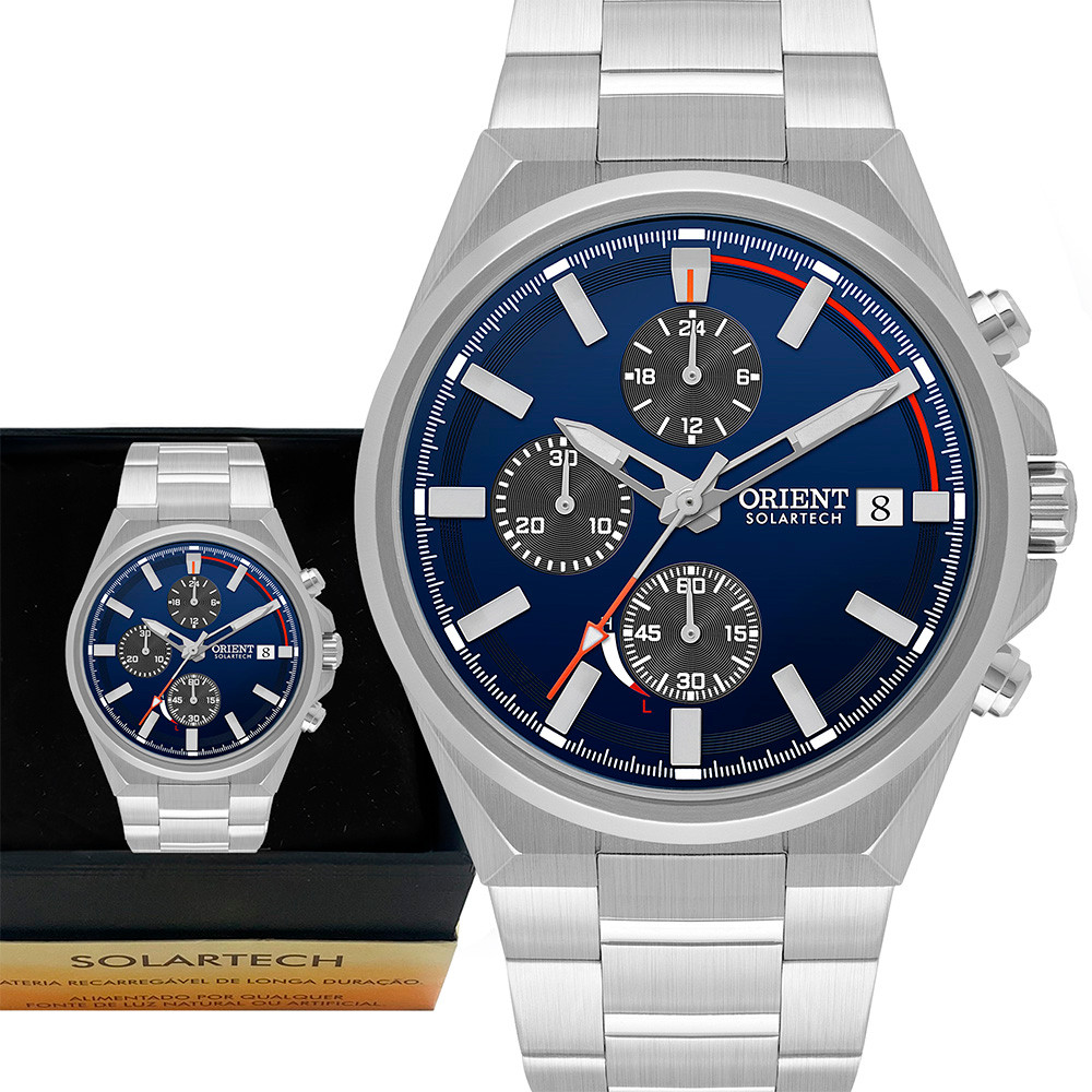 Relógio Orient Solartech Cronográfo Prata 1 Ano De garantia