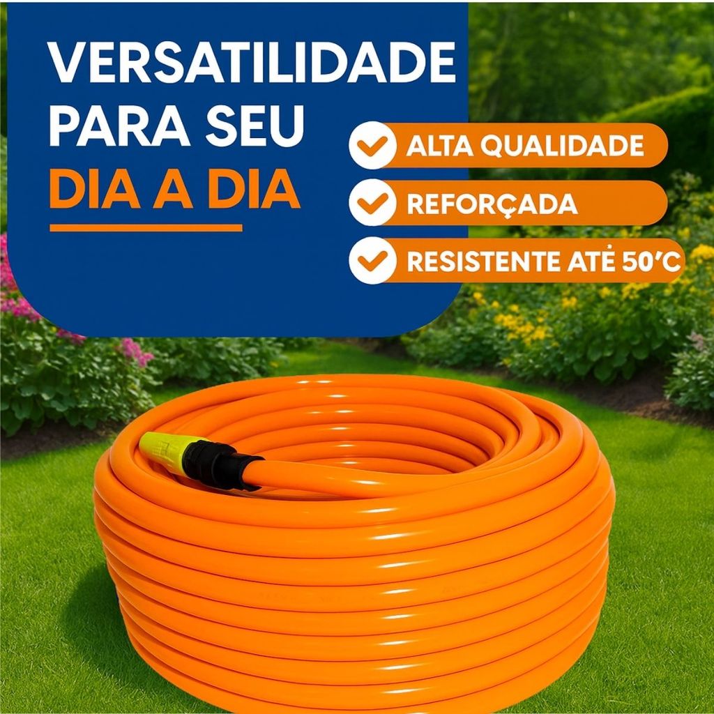Mangueira de Jardim Siliconada 50 Metros Laranja Kit Completo Reforçada Resistente Anti Torção em Oferta na Shopee