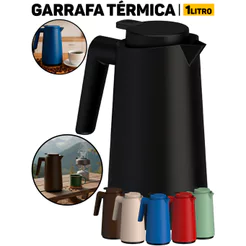 Garrafa Térmica Gatilho Vercelli 1 Litro Unitermi Bule Café Chá Escritório Cozinha