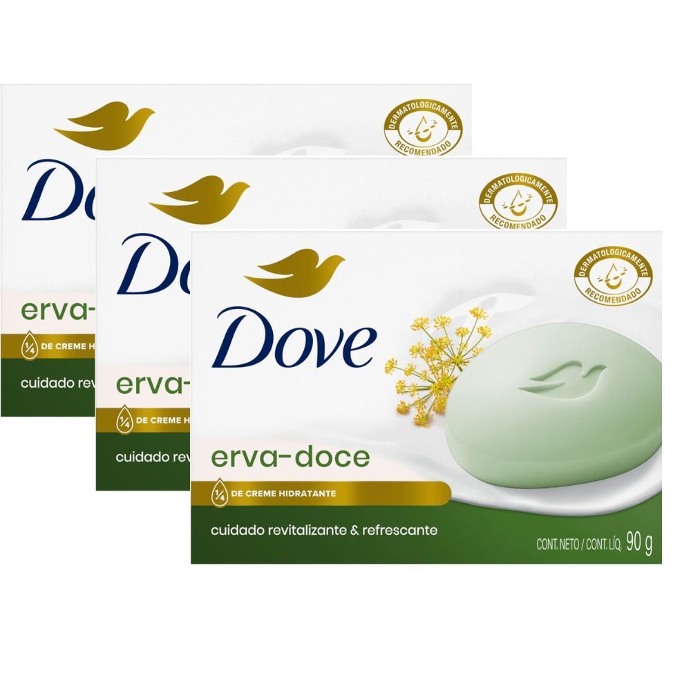 Kit 3 Sabonete em Barra Dove Erva-Doce e Camomila 90g