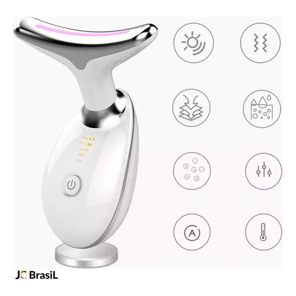 Aparelho Tratamento Facial Led Terapia 3 Cores Lift Fototerapia Massageador Rosto Estética Jobrasil