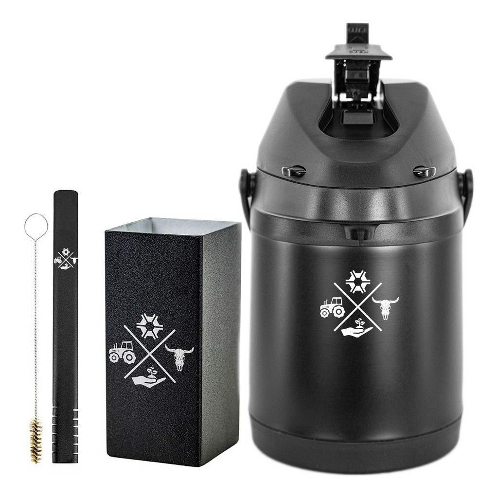 Kit Tereré Copo Bomba Garrafa Térmica Preto 3l Made Roça I