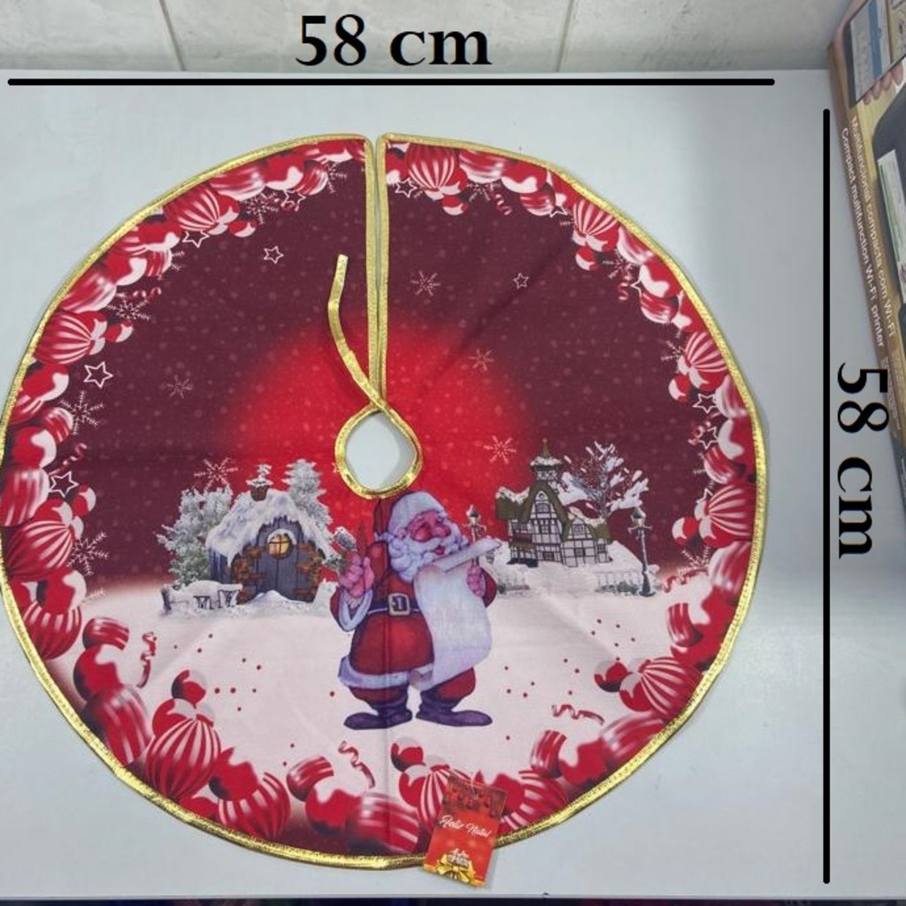 Saia Para Base De Árvore De Natal Top Útil Natalino Prático E Facíl 58x58Cm Para Deixar Seu Natal Ainda Mais Decorado