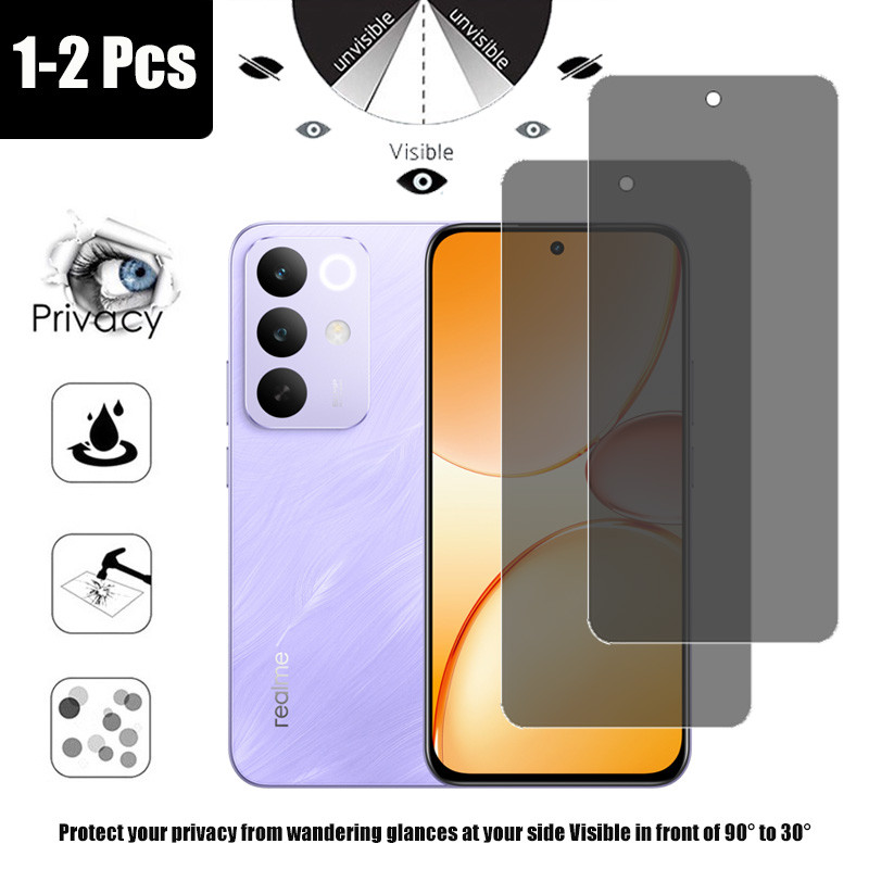 1-2 Peças Protetor De Tela De Privacidade De Vidro Temperado Anti-Espionagem Para Realme C85 Pro 4G 5G Filme Espião