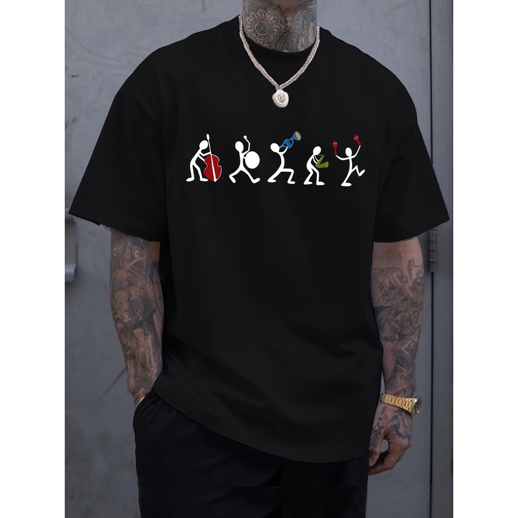 Camiseta Masculina Baterista Guitarrista DJ Músico Estampada Algodão Confortável Estilosa Divertida Concertos