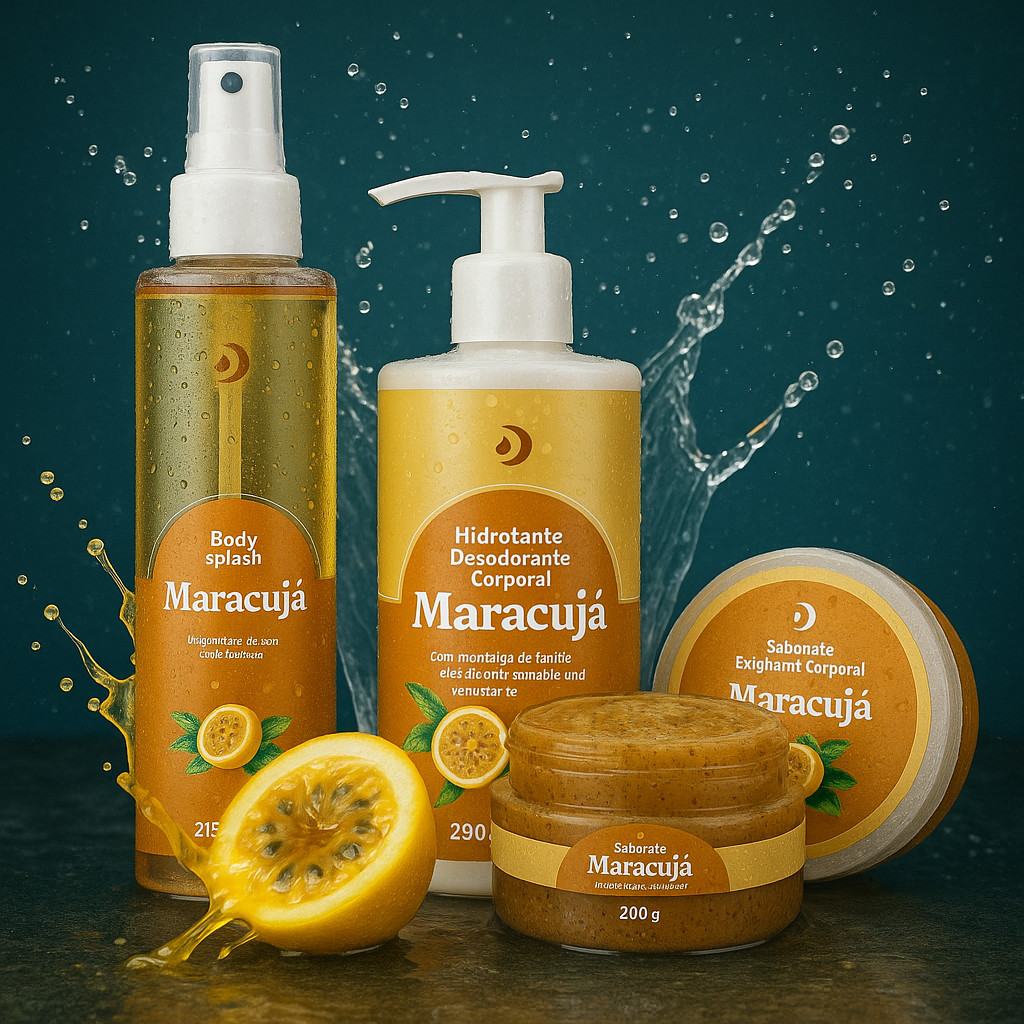 Kit Corporal Maracuja Dokmos Esfoliante Corporal Loção Hidratante e Perfume Body Splash