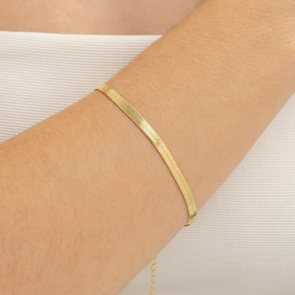 Pulseira Malha Fita 5 mm Banhada a Ouro 18K - D France Semijóias