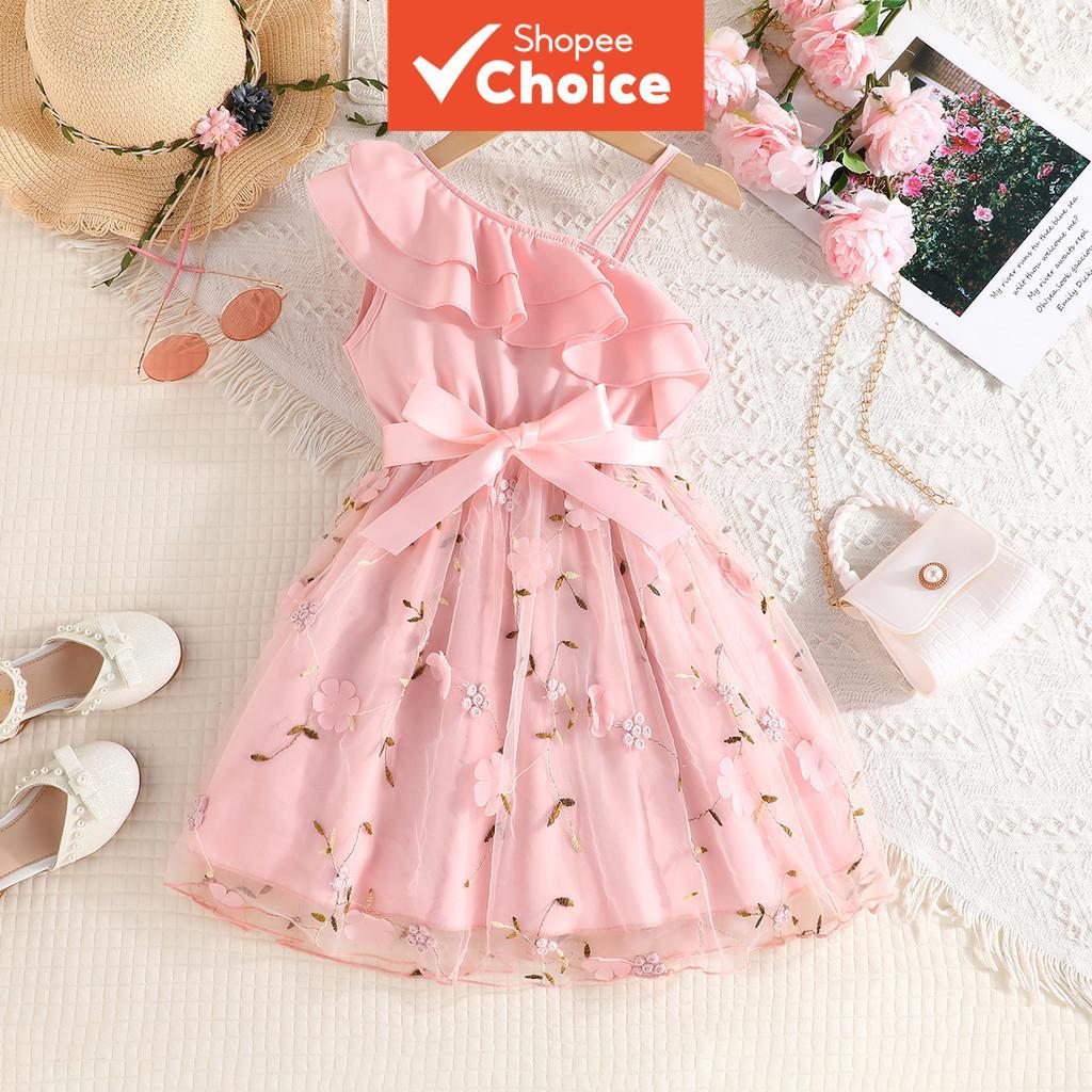 Vestido Floral De Princesa Para Meninas De 2 A 7 Anos , De Festa , Roupa De Aniversário De Verão