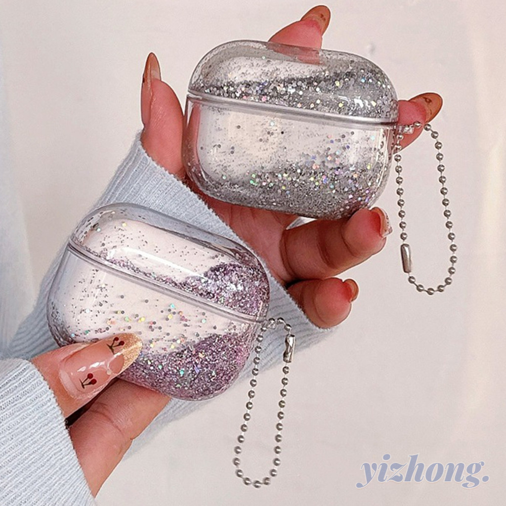 Capa De Fone De Ouvido Para Airpods 4 Pro 3 2 1 Moda Feminina Fluindo Pó Brilhante Areia Movediça Design À Prova De Choq em Oferta na Shopee
