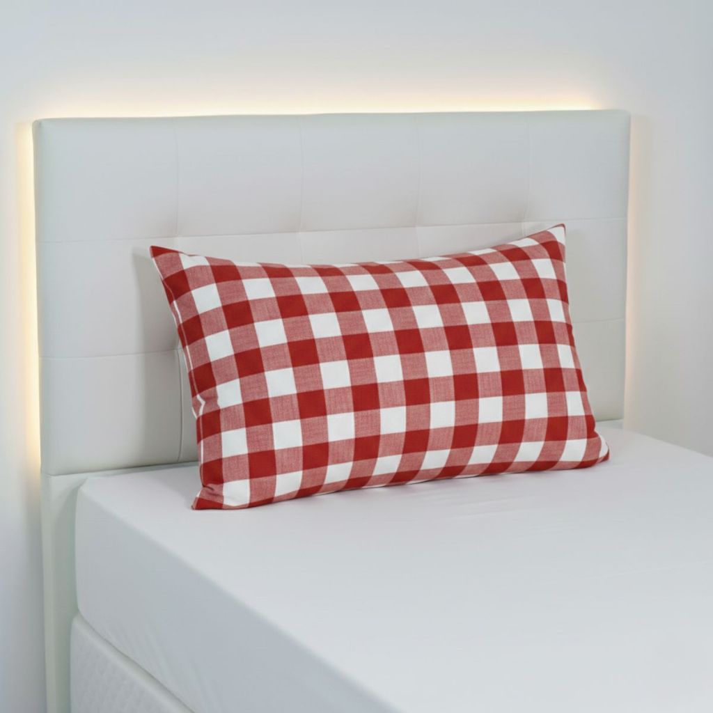 Fronha Avulsa Dupla Face Xadrez Quadriculado Vermelho/Branco 65 cm x 45 cm em Oferta na Shopee