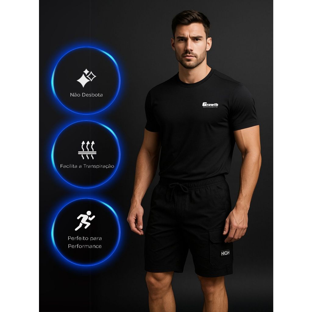 Camisa Masculina Dryfit - GRWT 07 Antiodor Treino Fitness Esporte Lazer Crossfit