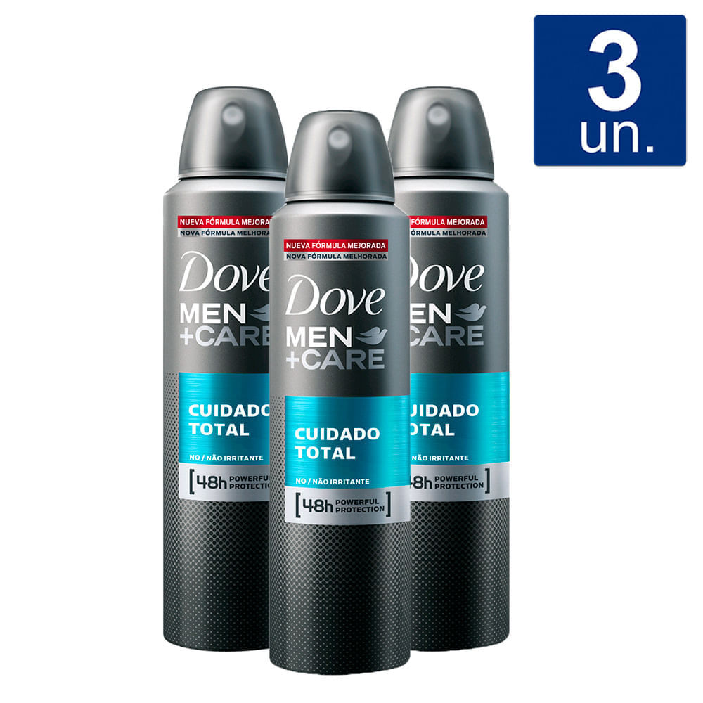 Kit 3 Desodorante Aerosol Dove Men+Care Proteção Total 150ml em Oferta na Shopee