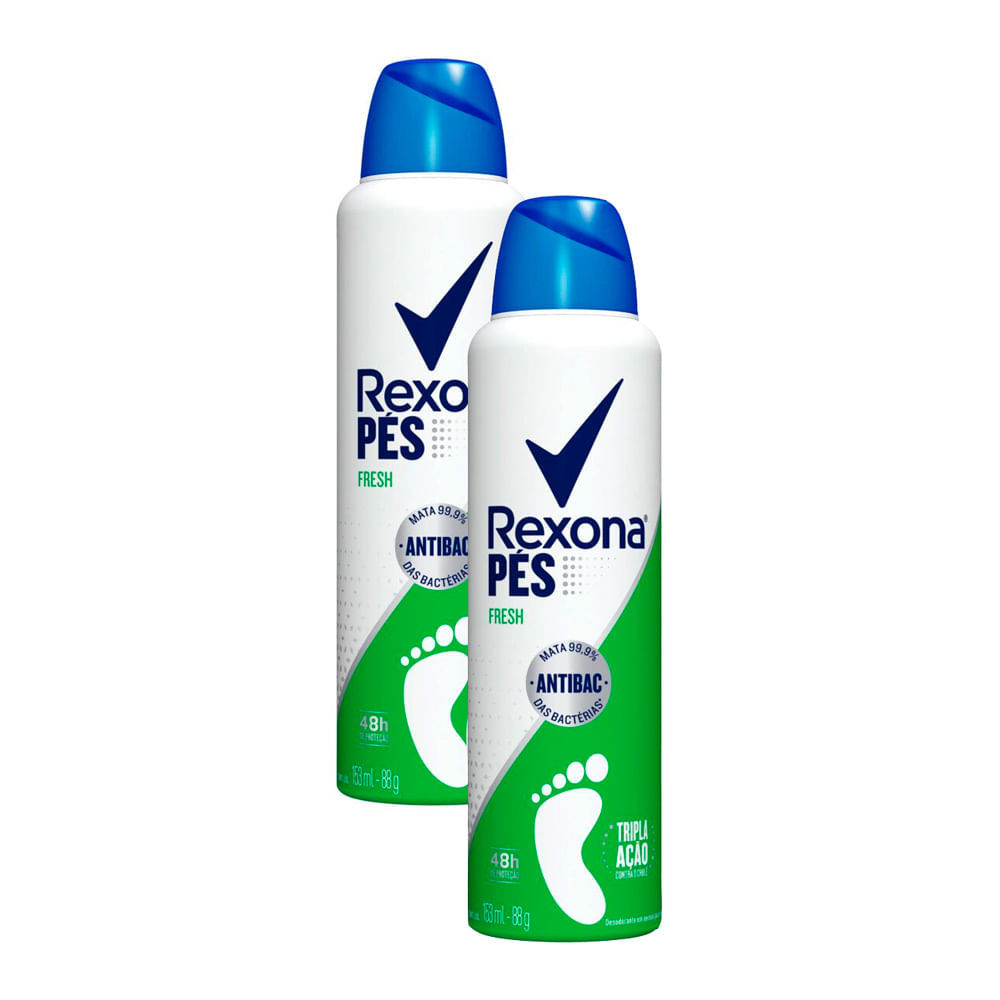 Kit 2 Desodorante para os Pés Rexona Fresh Antibac Tripla Ação Aerosol 153ml em Oferta na Shopee