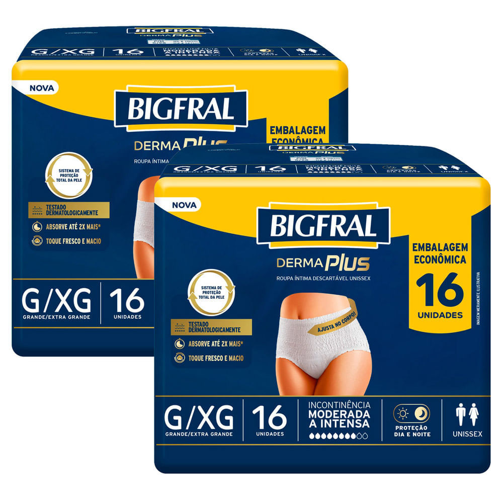 Kit 2 Roupa Íntima Bigfral Derma Plus G/XG 16 Unidades em Oferta na Shopee