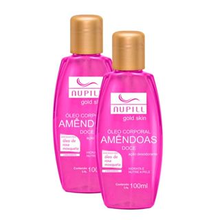 Kit 2 Óleo Corporal Nupill Gold Skin Amêndoas Doce 100ml em Oferta na Shopee