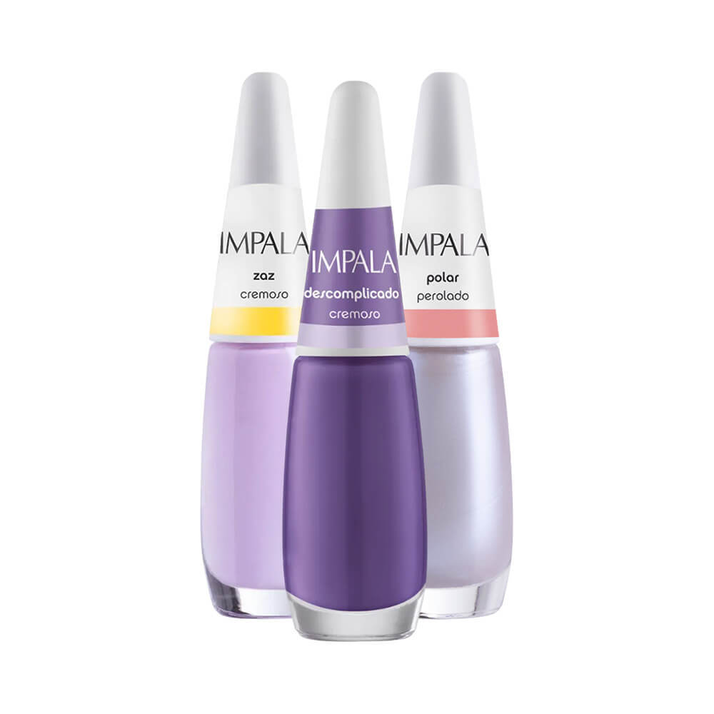 Kit 3 Esmaltes Impala Tons Roxo Lilás Perolado Cremoso em Oferta na Shopee