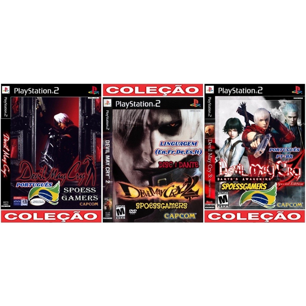 Jogo Ps 2 Devil May Cry Coleção (3 Dvds) 1 E 3 Em Portugues