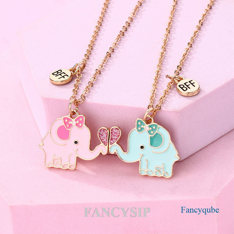 Fancyqube 2Pcs/Set Cute Cartoon Pendant Chain Melhor Amigo Colar De Ímãs BFF Amizade Presente De Jóias Para Crianças