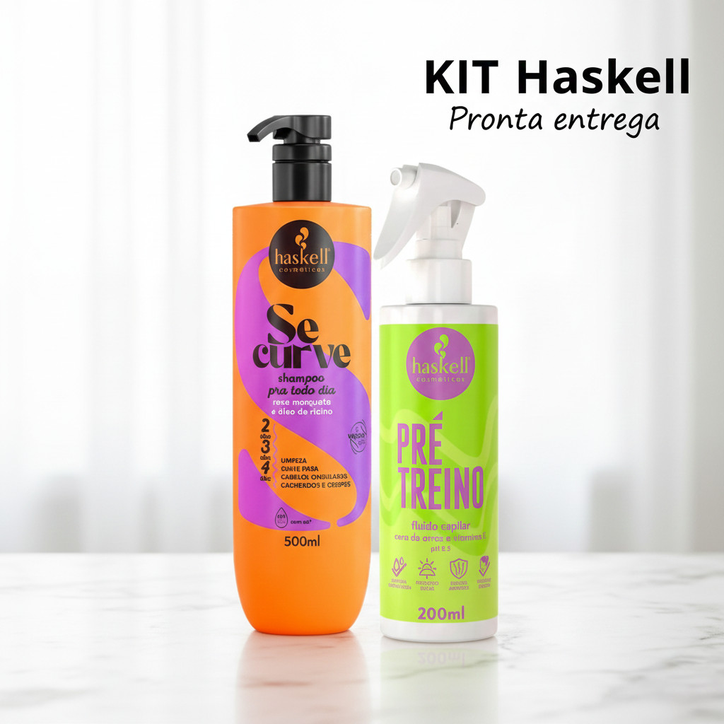 Kit  Haskell  Se Curve Shampoo 500m + Pré Treino Fluído Capilar 200ml