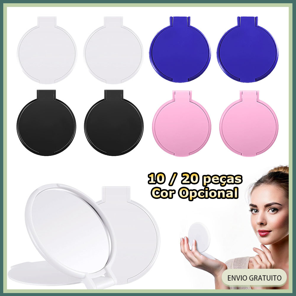 10/20x Espelho de maquilhagem redondo portátil mini espelho dobrável espelho de bolsa Espelho Real - Várias cores em Oferta na Shopee
