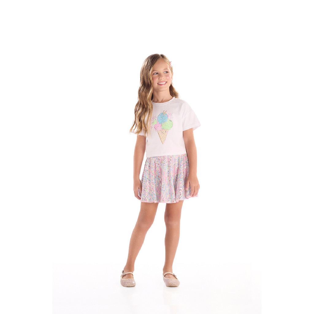 Conjunto Blusa e Saia Brilhante Quimby