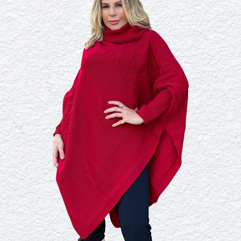 Poncho Tricot Tamanho Plus Size Manequim Grande Kimono