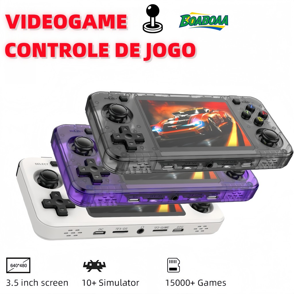 Um console de videogame portátil com estilo retrô, que roda Linux e está equipado com uma tela IPS de 3,5 polegadas