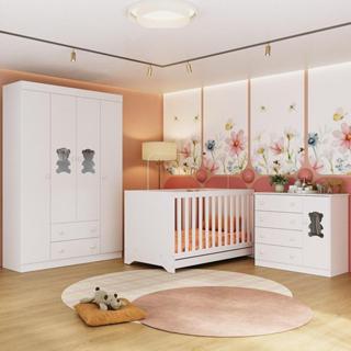 Quarto de Bebê Completo com Berço Americano 3 em 1 Teddy Multimóveis MP4644 em Oferta na Shopee