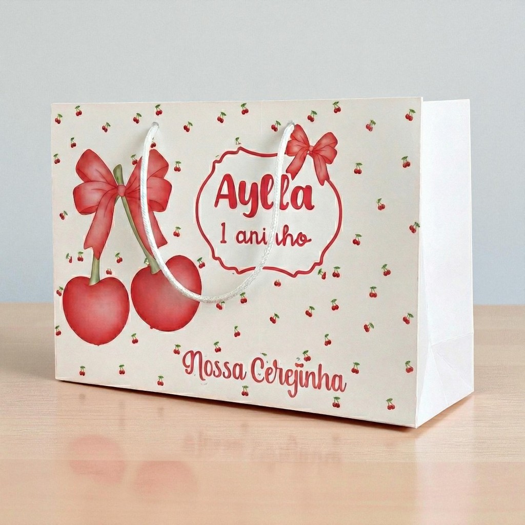 SACOLA CEREJINHA vermelha  Personalizado | Sacolinha | Lembrancinha | Mimos | Aniversário CEREJA
