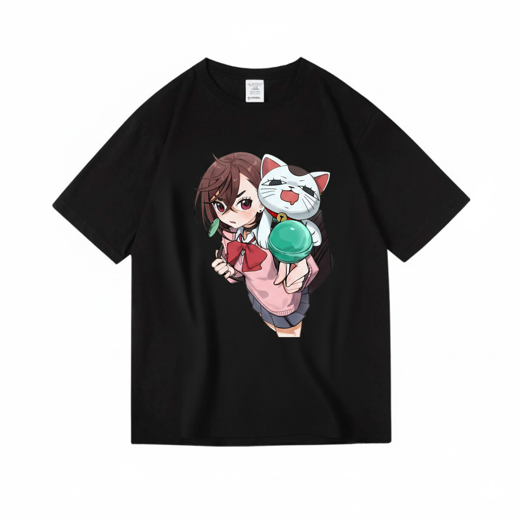 Camiseta Feminina Anime Dandadan Gato Personagem Estampada Estilosa Confortável Divertida Casual