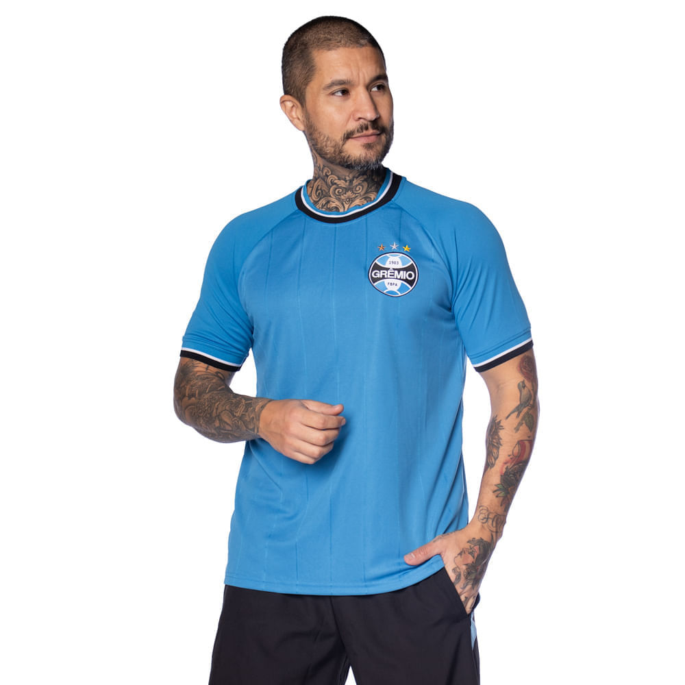 Camiseta Masculina Grêmio Lotus Ace Escudo Bordado Azul em Oferta na Shopee
