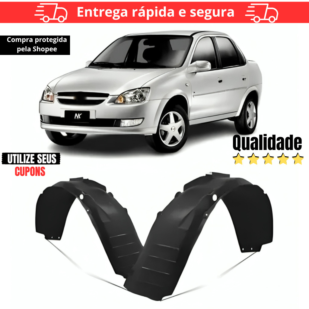 Par/Un Parabarro Dianteiro Corsa Classic 2011 2012 2013 á 2016 Casca Ovo Bate Pedra Asa Urubu Novo