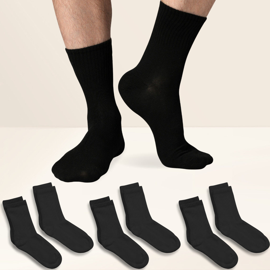 Kit 6 Pares Meia Cano Medio Masculina Fitness Academia Preta 38-46