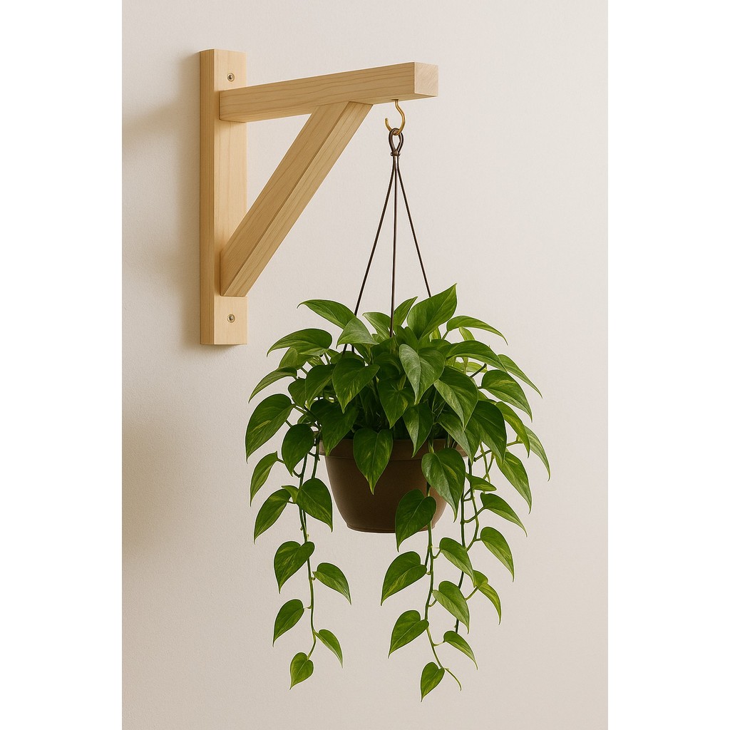 Suportes P/ Vaso Planta C/ Mão Francesa Gancho Kit Rustica Triangular de Madeira Parede Jardim Decoração