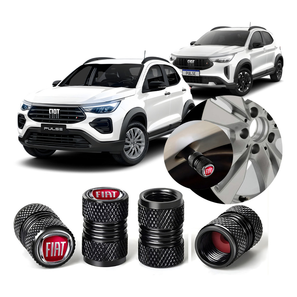 Kit 4 Tampas Bico de Pneu Fiat Pulse Drive 1.3 T200 Audace  Impetus