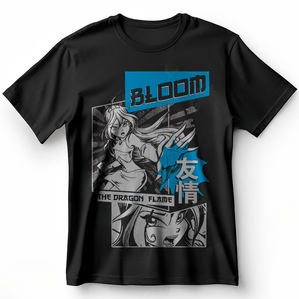 [Camiseta Premium em Algodão Puro]GXG Camiseta Bloom The Dragon Flame Clube Winx Chama Do Dragão Kawaii Fada Fadas Blusa