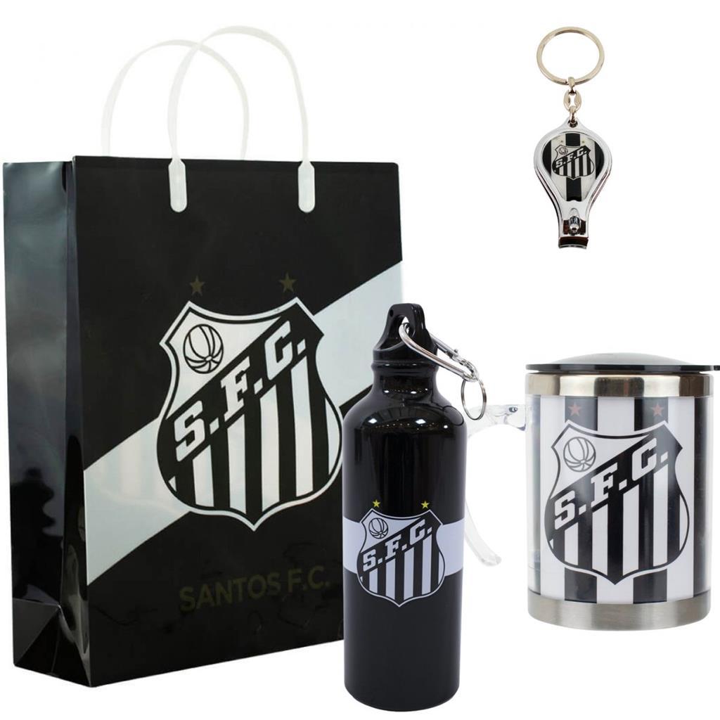 Kit Presente Torcedor Garrafa Caneca Chaveiro Santos