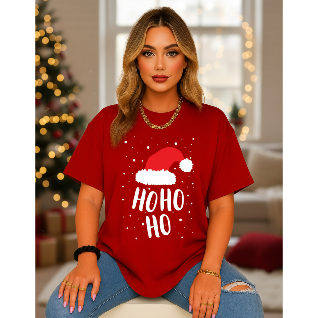 Camiseta Camisa Natal Unisex Blusa Hohoho Festa Familia Para Ceia Natalina Papai Noel Leve