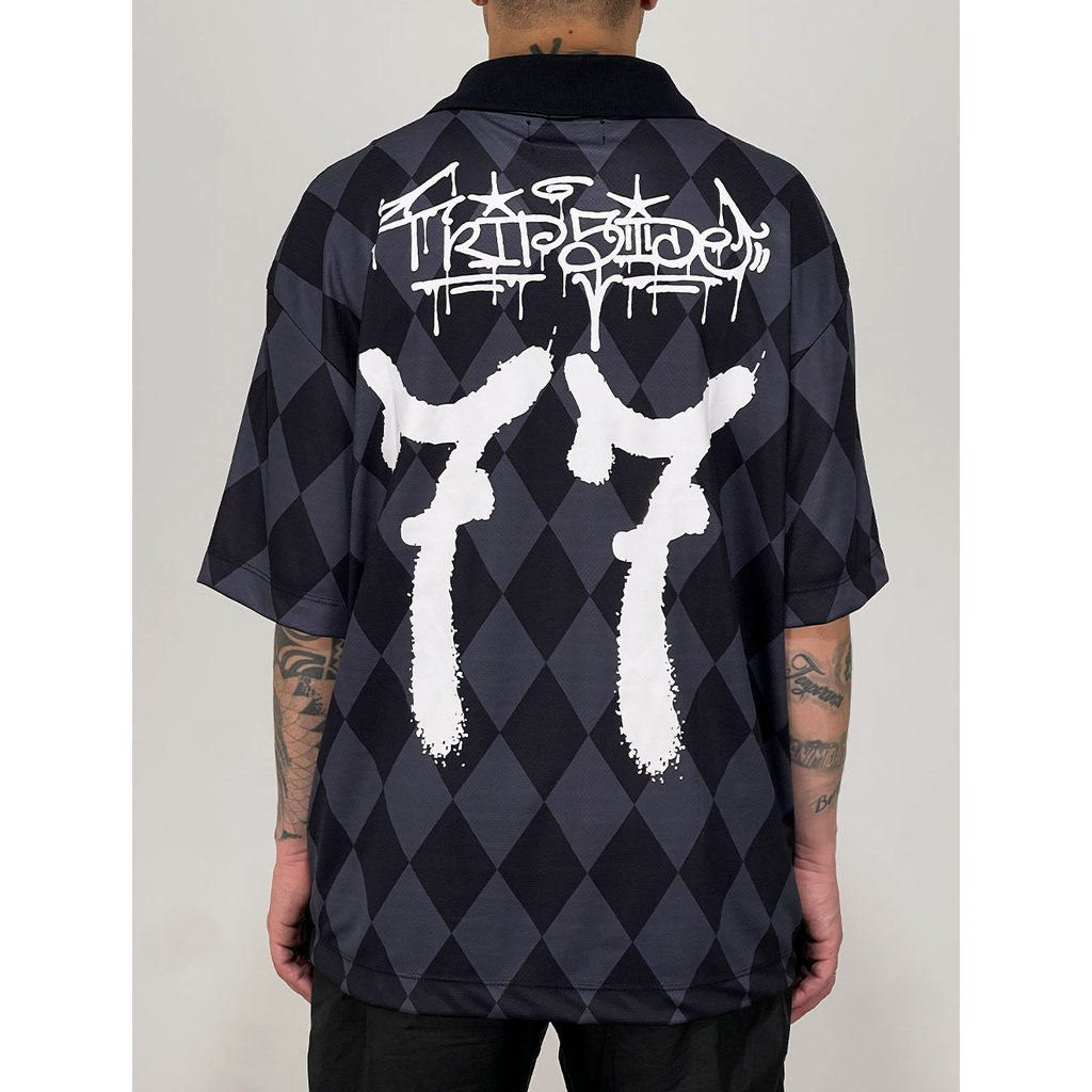 Camiseta De Time Oversized Trip Side Tag Think - Preta