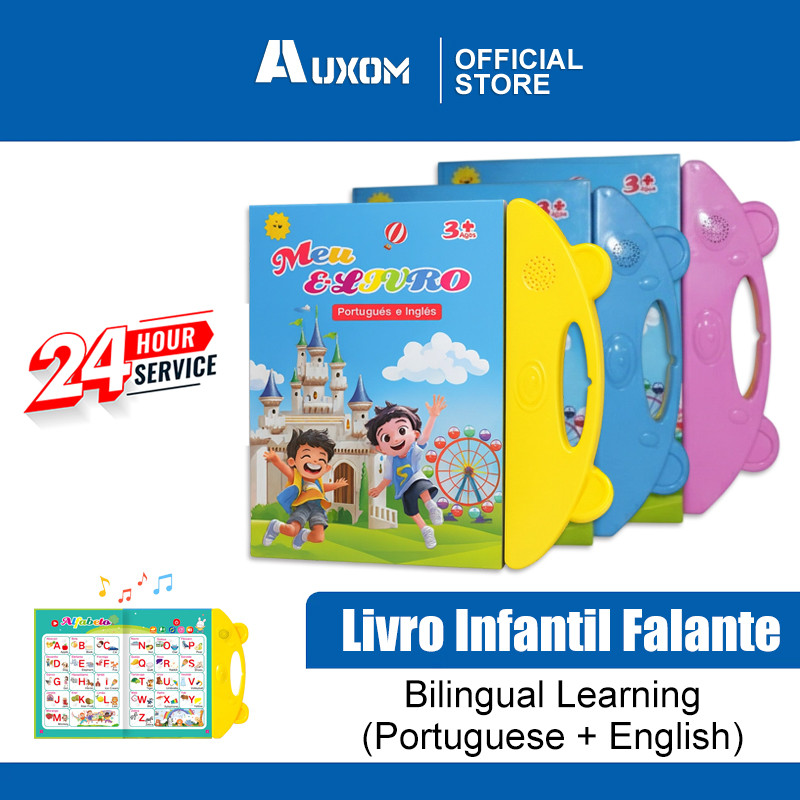 Livro Educativo Infantil Bilíngue com Toque e Som, Ilustrado e Interativo em Português e Inglês em Oferta na Shopee