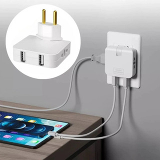 Tomada Adaptador Benjamin Dobrável 20A com 04 Entradas Duplo USB 20A