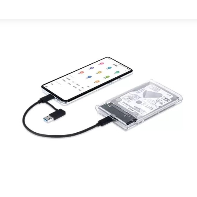 Case Externo Transparente Usb 3.0 SSD Hd 2.5" Para Celular Android Tipoc Pc Notebook