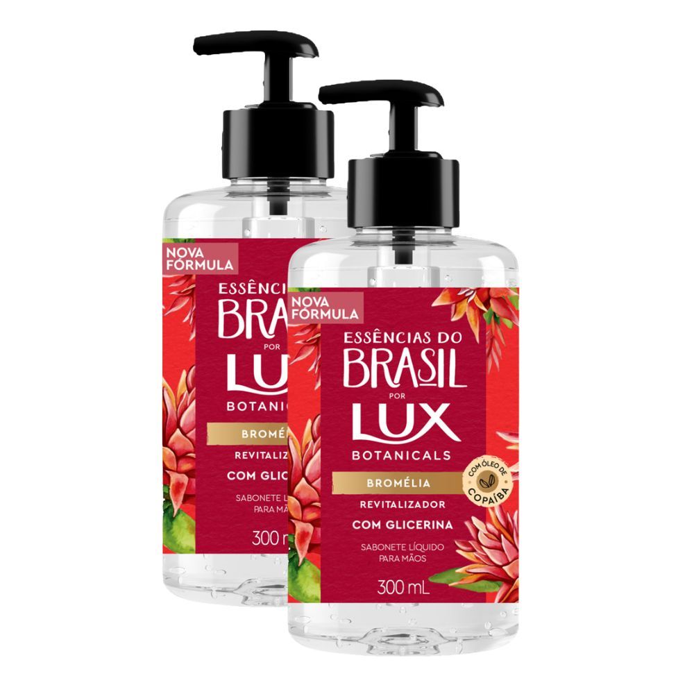 Kit 2 Sabonete Líquido para Mãos Lux Essências do Brasil Bromélia 300ml em Oferta na Shopee